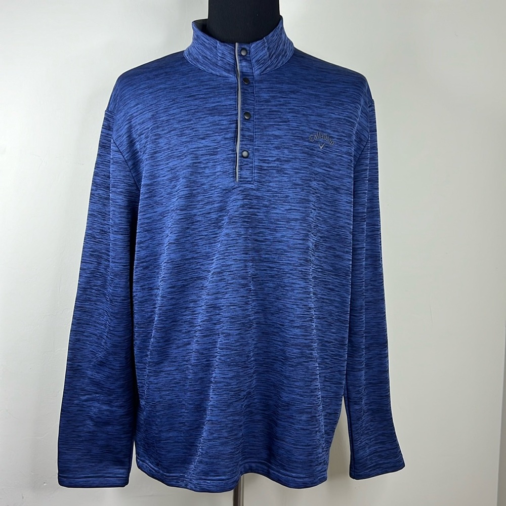 CALLAWAY Blue Half Button Up Golf Sweater XXL